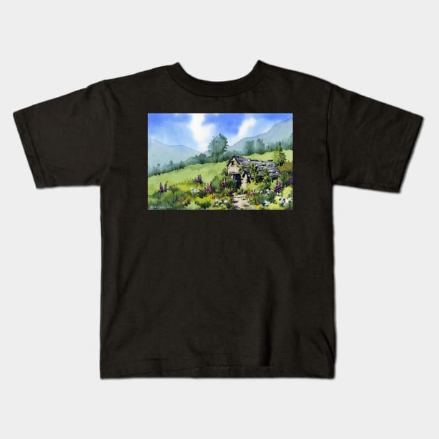 Old stone hut Kids T-Shirt by scatterlings